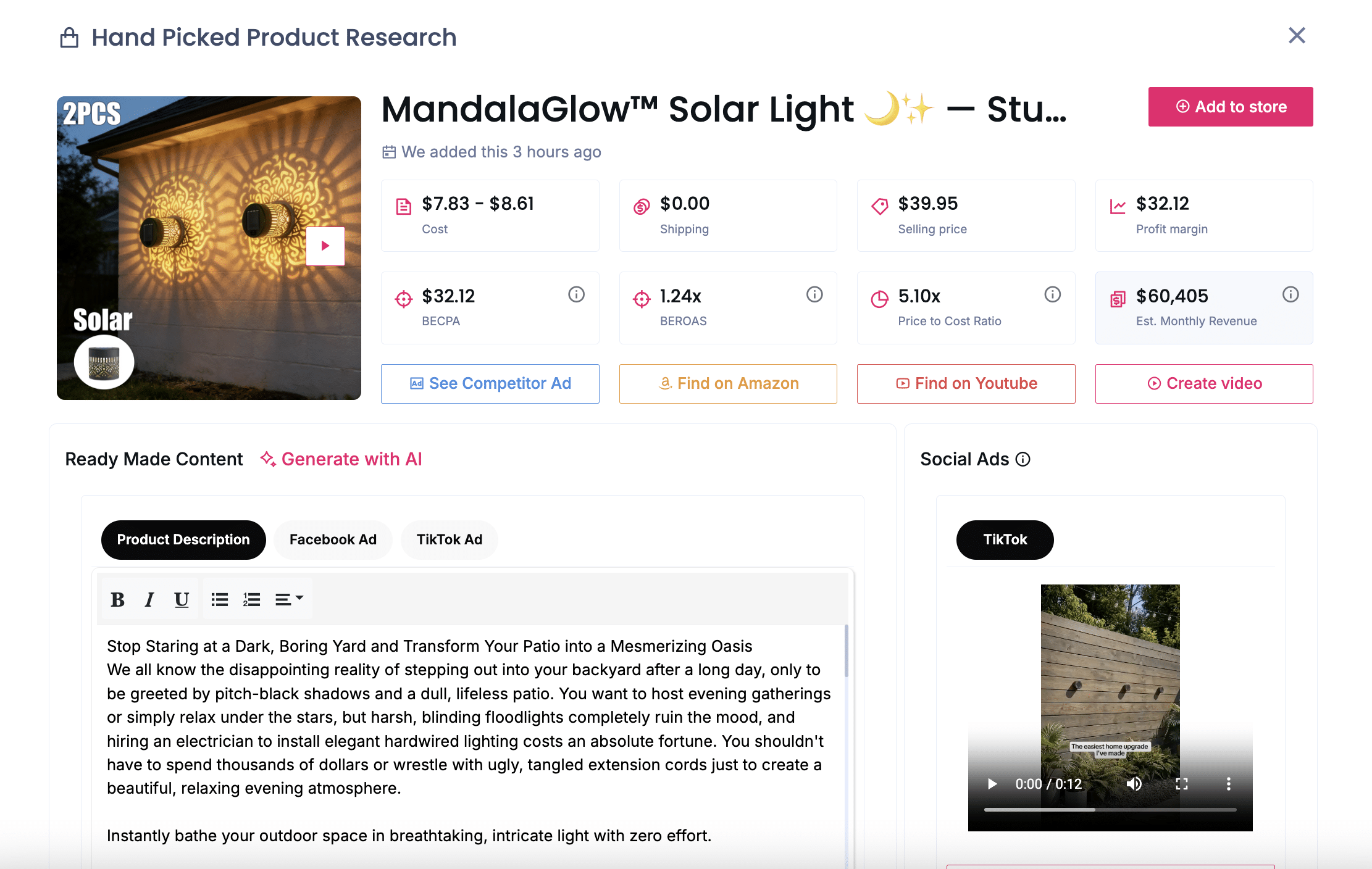 MandalaGlow Solar Light